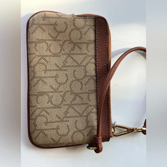 Calvin Klein Tan and Brown Monogram Wristlet - Picture 3 of 6